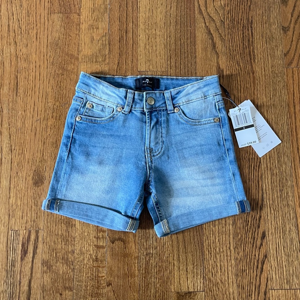 NWT 7 For All Mankind Girls Denim Jean Shorts, Size 6